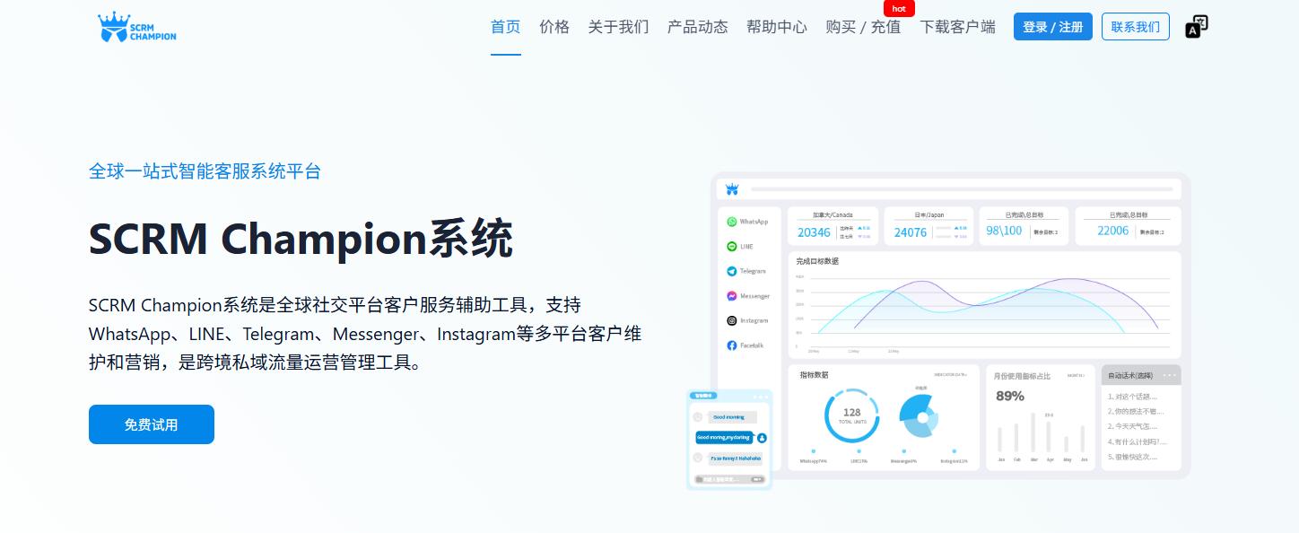 SCRM Champion-全球一站式在線智能客服平臺